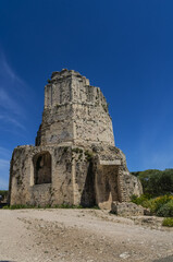 Fototapeta na wymiar The Magne Tower (Tour Magne) is an impressive Roman tower built under the Emperor Augustus in the 1st century BC as part of the fortifications of Nimes. France.