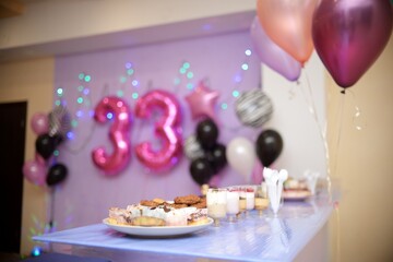 buffet table for guests on birthday