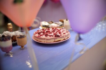 cottage cheese pie with berries to treat guests on a birthday