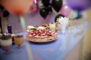 cottage cheese pie with berries to treat guests on a birthday