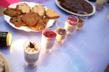 sweet treats from the right food, treats for guests on the table, buffet