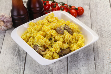 Rice with Chicken hearts