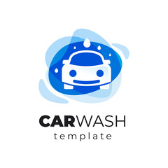 Car wash logo auto silhouette drops blue