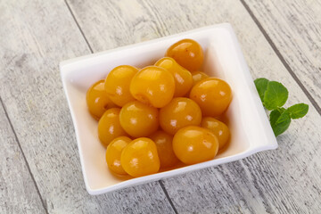 Yellow ripe cherry dessert