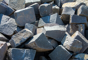 many pieces of broken stone