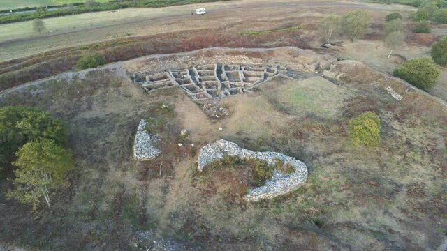 Celtic settlement. Castro in Galicia,Spain. Aerial drone footage