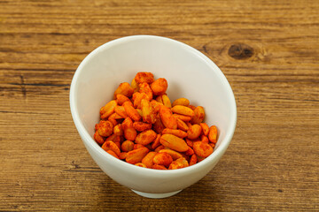 Chili peanut snack in the bowl