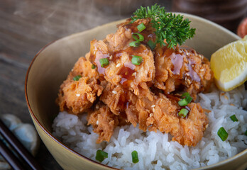 Japanese deep fried and rice bowl