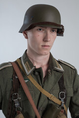 Male actor in the uniform of a German army officer during World War II