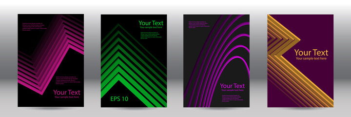 Cover design. Set of abstract backgrounds, vector. Volumetric geometric shapes. Cover design for magazine, book, splash, banner.