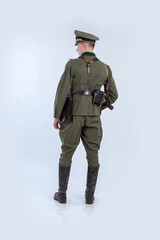 Male actor reenactor in historical uniform as an officer of the German Army during World War II