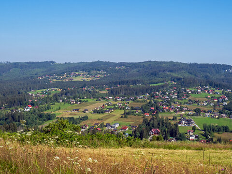 Silesian Beskids, Poland, Istebna Zaolzie summer panorama