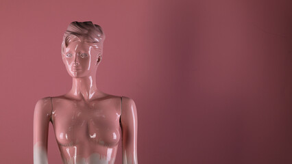 pink mannequin isolated on pink background