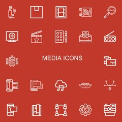 Editable 22 media icons for web and mobile