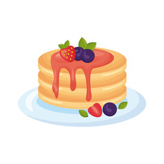 pancakes with fruits syrup detailed style icon