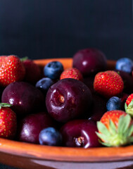 Naklejka na ściany i meble Red Fruits: Blueberry, Strawberry and cherry 