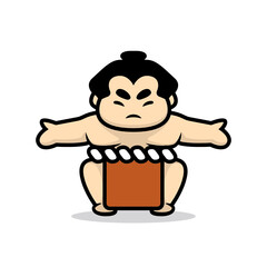 Cute sumo mascot design illustration
