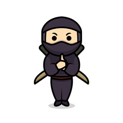 Cute ninja mascot design illustration