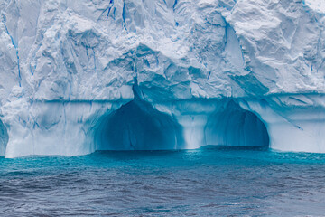 Two tunnels which used to carry water to the sea when the iceberg was part of a glacier