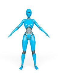 gynoid is the super fembot in white background