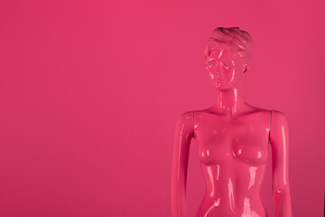 red mannequin isolated on red background