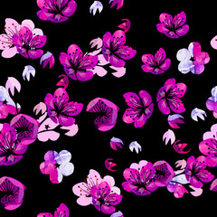 A seamless background of sakura. Vector illustration