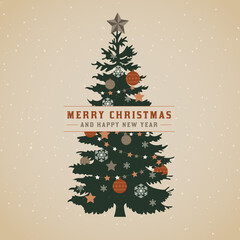 Vintage background with christmas tree