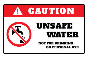 Non-Potable Water. Do Not Drink Sign with Icon.Unsafe water icon drawing by illustration
