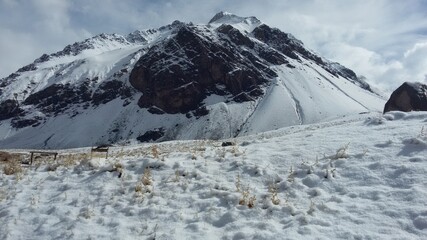 snow in the mountains of Aconcagua, Mendoza, Argentina