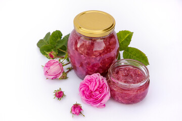 Homemade rose petal jam. Selective focus