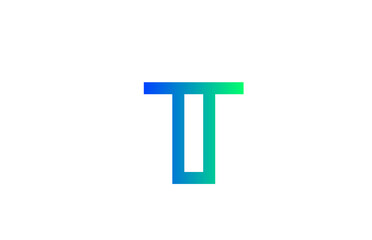 green blue T alphabet letter logo icon. Line design for company and business identity