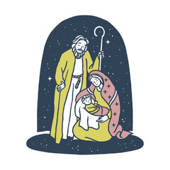 Hand drawn nativity scene background - 368319501
