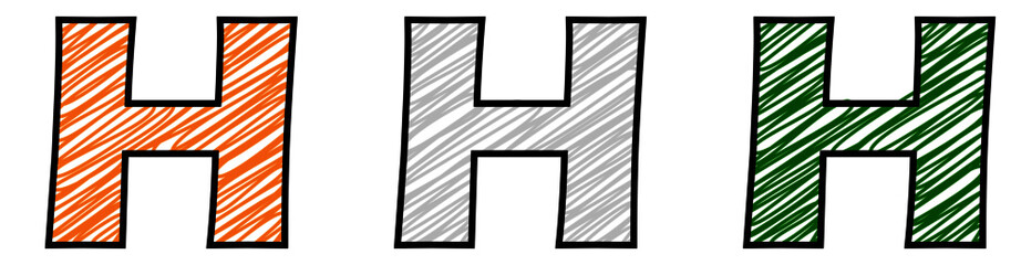set of tricolor font series: letter H.vector illustration.