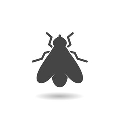 Insect fly icon with shadow