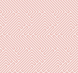 Seamless background for your designs. Modern vector pink and white ornament. Geometric abstract pattern with white lines