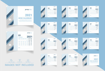 Fototapeta na wymiar Desk Calendar 2021 vector template