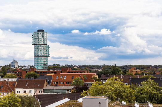 Cityscape of Bochum with modern skyscraper, Germany