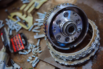 Auto gearbox parts at shallow depth of field