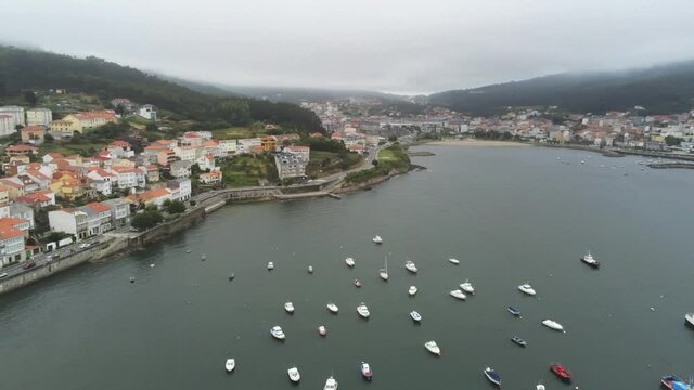 Coast of the Death. Coastal villlage  of Galicia . Spain. Aerial Drone Footage