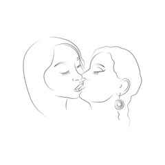 Lesbian kissing couple, sexy women stock vector illustration