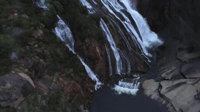 Waterfall in Galicia,Spain. Aerial Drone Footage