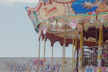 carousel in Tirana in front of national museum of history. Albania