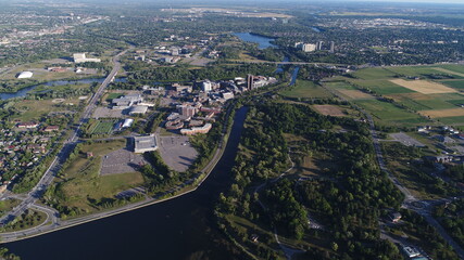 Fototapeta premium Aerial Footage of Dows Lake, Ottawa, Ontario. 