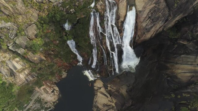 Waterfall in Galicia,Spain. Aerial Drone Footage