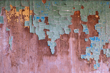 Old painted wood. Textured background of old wooden boards of different colors. © olmax1975
