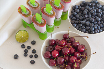 homemade sorbet in ice cream makers with berries