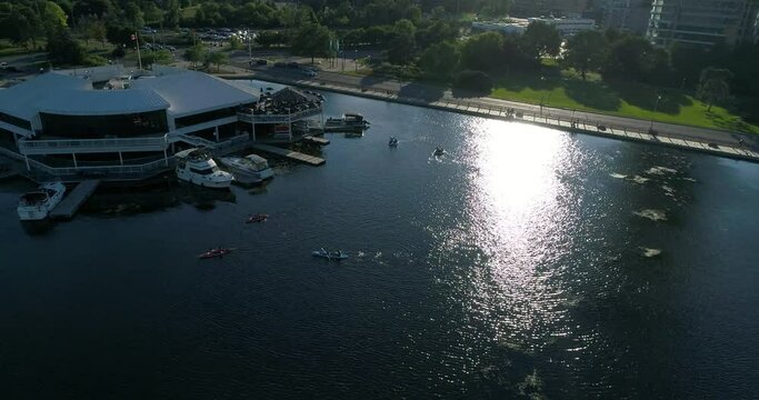 Aerial Footage of Dows Lake, Ottawa, Ontario. 