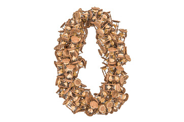 Number 0 from hourglass, 3D rendering