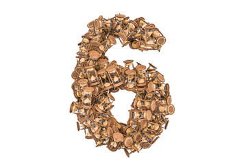 Number 6 from hourglass, 3D rendering