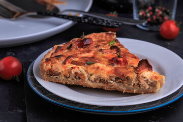 Wild Mushroom Tart. Caramelized Onion, Chanterelle Mushroom and Tomato Tart.